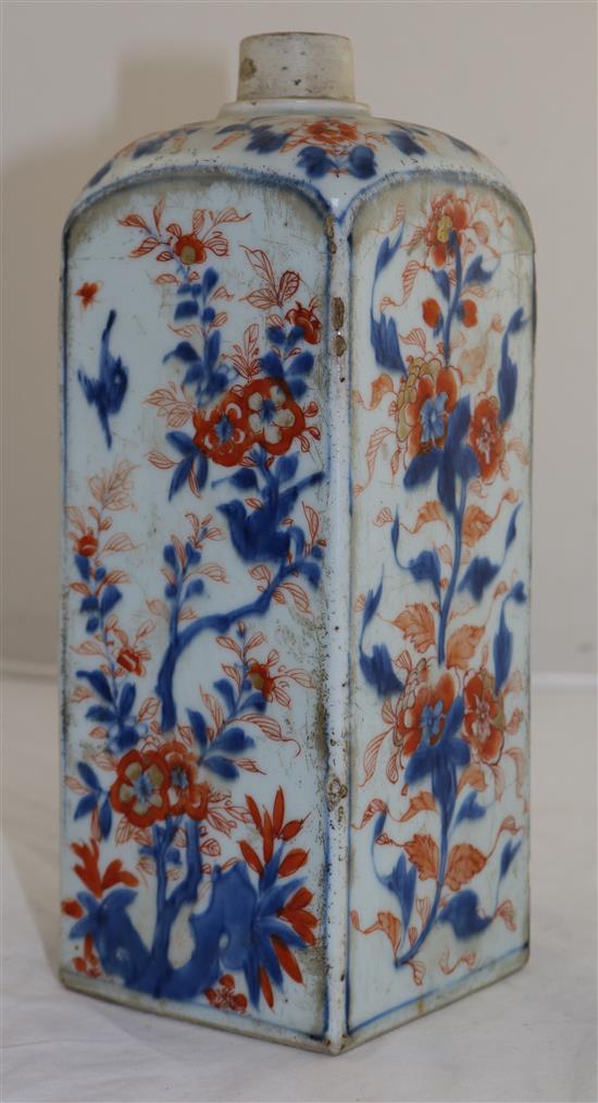 A Japanese Arita square tea canister, c.1700, 26cm